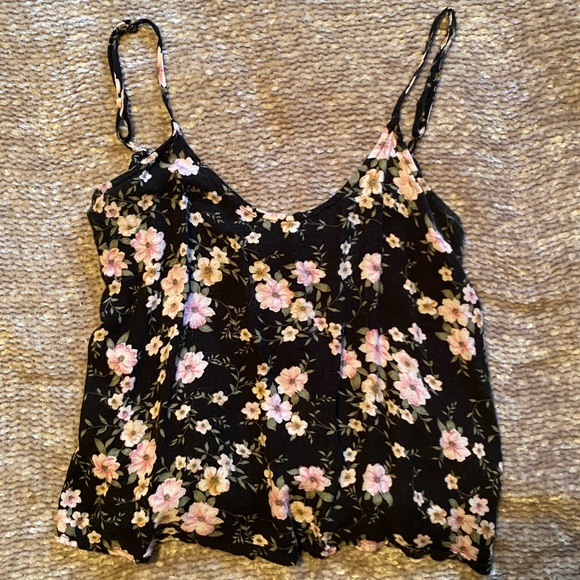American Eagle Flowery Tank Top Slit Back - Picture 2 of 4